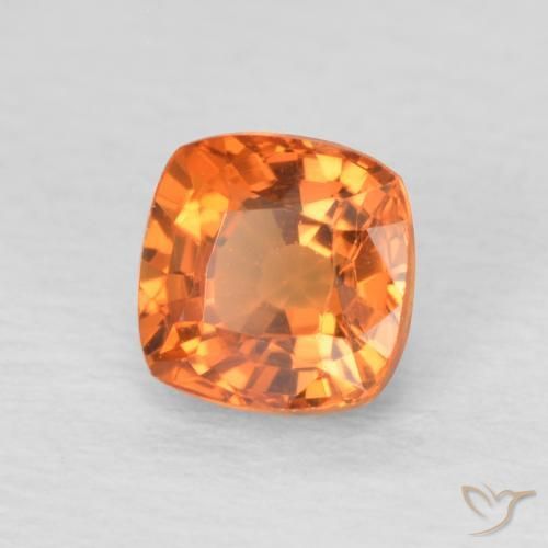 Safira Laranja brilhante Natural 0.66ct, Almofada, VVS