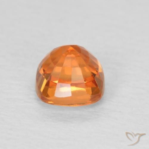 Safira Laranja brilhante Natural 0.61ct, Almofada, VVS