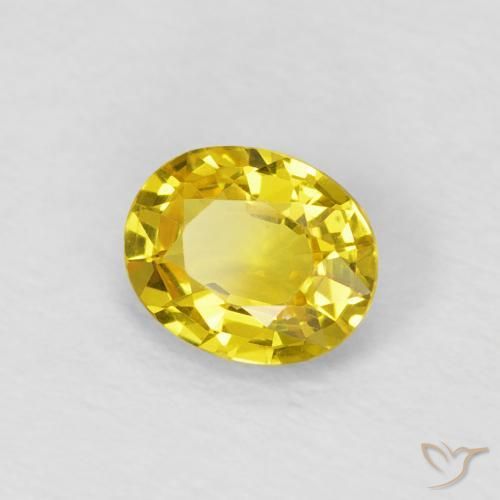 Safira amarelo médio Natural 0.64ct, oval, VS