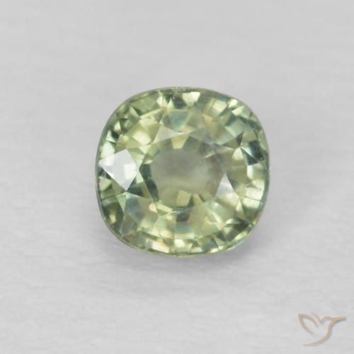 0.51ct Natural Verde Sábio Muito Claro Safira, Almofada, VS