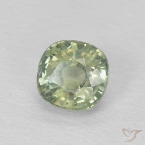 Safira Verde Sábio Muito Claro Natural 0.51ct, Almofada, VS