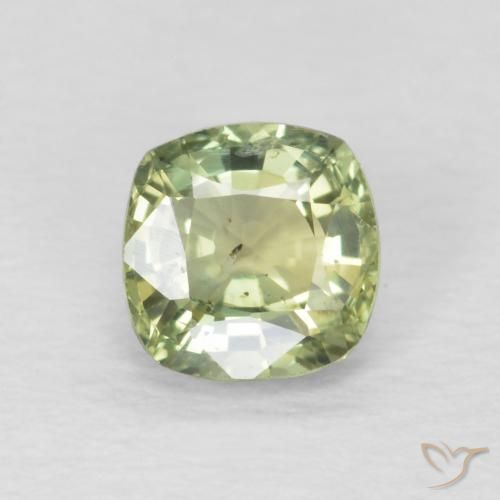 0.59ct Natural Verde Sábio Muito Claro Safira, Almofada, VS
