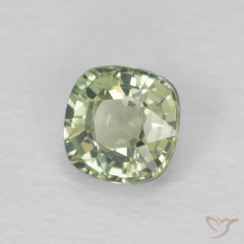 Safira Verde muito claro Natural 0.48ct, Almofada, VS