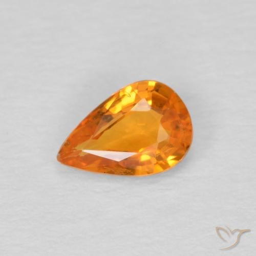 0.47ct Natural Laranja brilhante Safira, Formato de pêra, VS