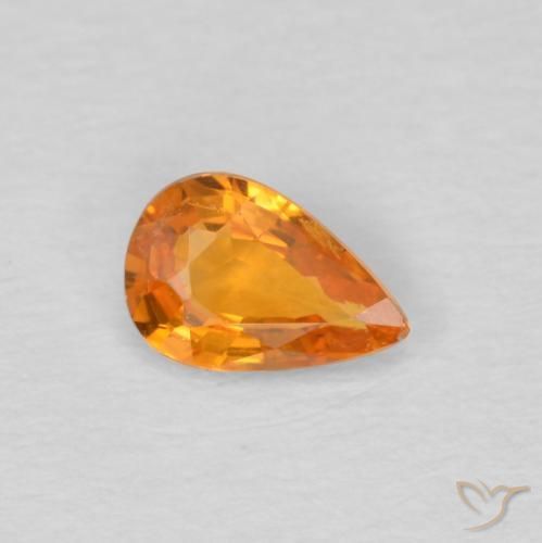 Safira Laranja brilhante Natural 0.47ct, Formato de pêra, VS