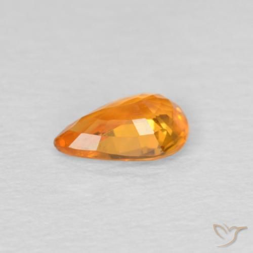 Safira Laranja brilhante Natural 0.47ct, Formato de pêra, VS