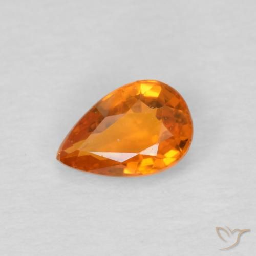0.57ct Natural Laranja Médio Safira, Formato de pêra, VS