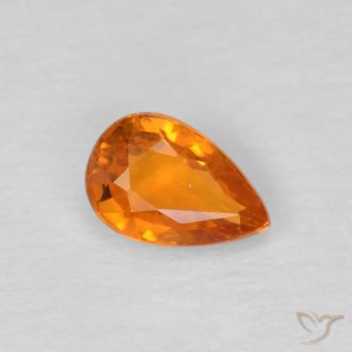 Safira Laranja Médio Natural 0.57ct, Formato de pêra, VS