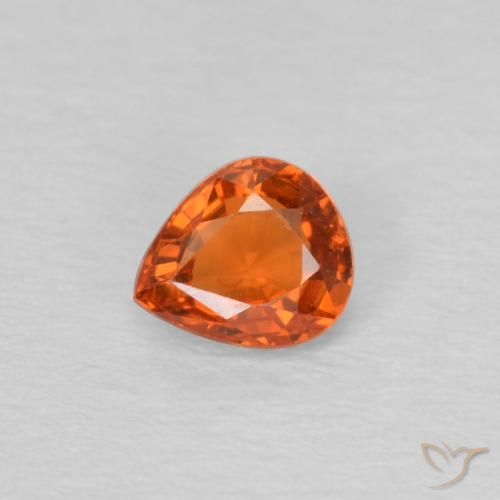 0.49ct Natural Laranja Médio Safira, Formato de pêra, VVS
