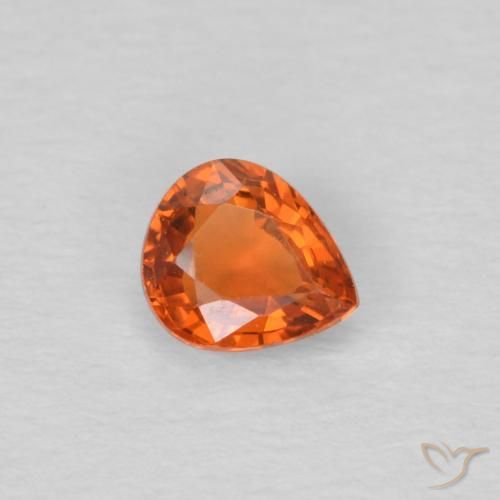 Safira Laranja Médio Natural 0.49ct, Formato de pêra, VVS