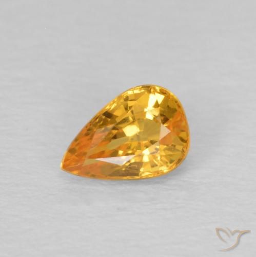 0.61ct Natural Laranja Médio Safira, Formato de pêra, VVS