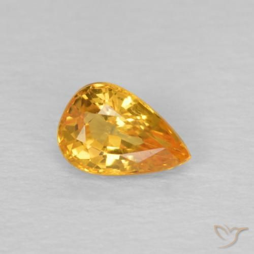 Safira Laranja Médio Natural 0.61ct, Formato de pêra, VVS
