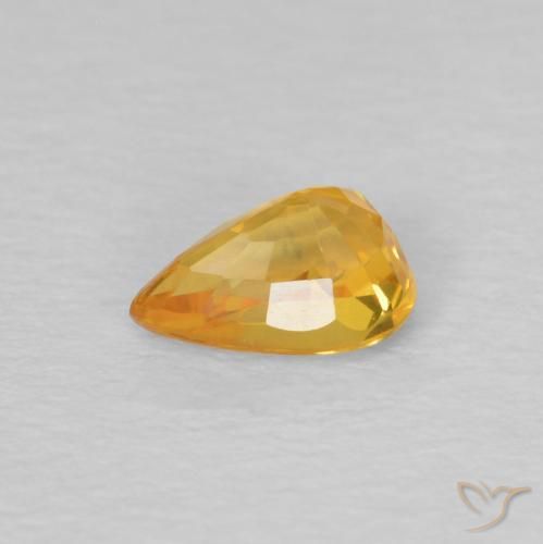 Safira Laranja Médio Natural 0.61ct, Formato de pêra, VVS