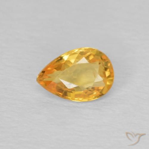 0.44ct Natural Laranja Dourado Profundo Safira, Formato de pêra, VS