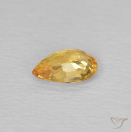 Safira Laranja Dourado Profundo Natural 0.44ct, Formato de pêra, VS