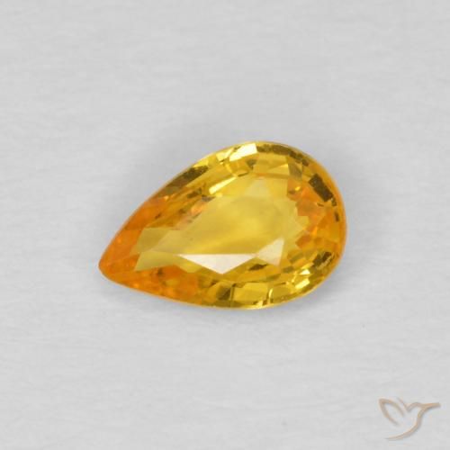 0.45ct Natural Laranja Dourado Profundo Safira, Formato de pêra, VS