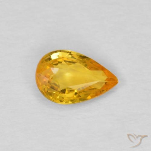 Safira Laranja Dourado Profundo Natural 0.45ct, Formato de pêra, VS