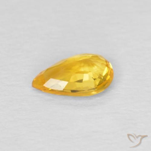 Safira Laranja Dourado Profundo Natural 0.45ct, Formato de pêra, VS