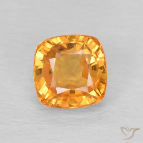 0.71ct Natural Laranja Médio Safira, Almofada, VVS-VS