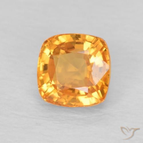 Safira Laranja Médio Natural 0.71ct, Almofada, VVS-VS