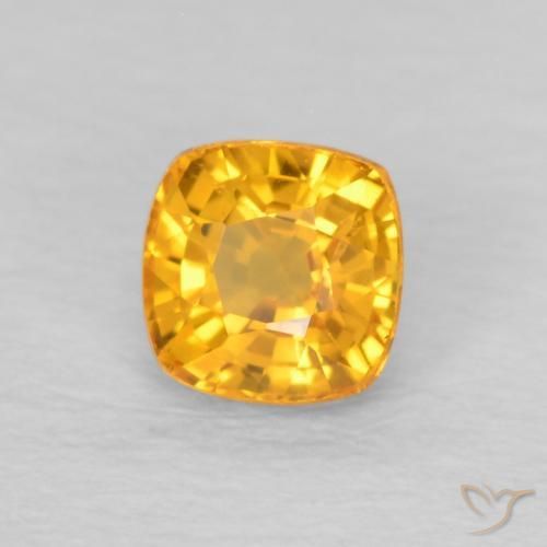 Safira Laranja-Ouro Natural 0.55ct, Almofada, VVS-VS