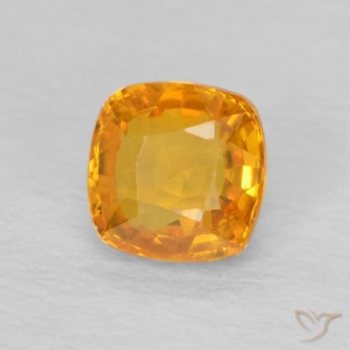 Safira Laranja-Ouro Natural 0.59ct, Almofada, VVS-VS