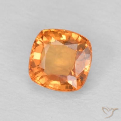 Safira laranja avermelhado Natural 0.61ct, Almofada, VVS