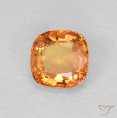 Safira laranja avermelhado Natural 0.51ct, Almofada, VVS