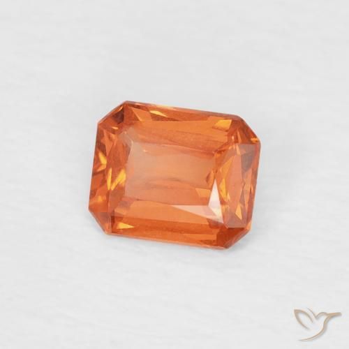 Safira laranja avermelhado Natural 0.46ct, Corte Octógono / Esmeralda, VVS