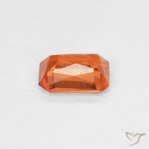 Safira laranja avermelhado Natural 0.46ct, Corte Octógono / Esmeralda, VVS