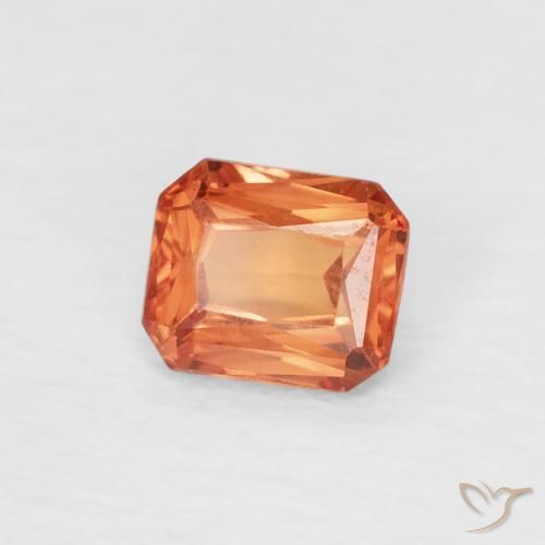 Safira fogo laranja Natural 0.55ct, Corte Octógono / Esmeralda, VVS