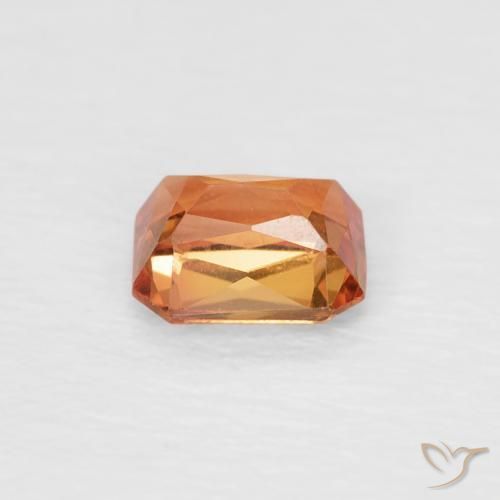 Safira fogo laranja Natural 0.55ct, Corte Octógono / Esmeralda, VVS