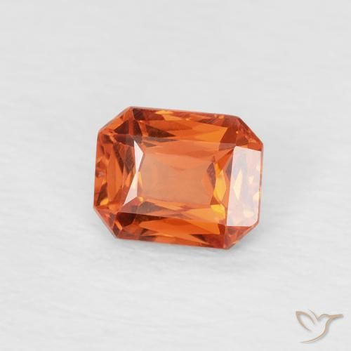 Safira fogo laranja Natural 0.51ct, Corte Octógono / Esmeralda, VVS