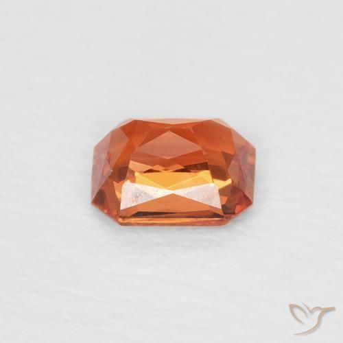 Safira fogo laranja Natural 0.51ct, Corte Octógono / Esmeralda, VVS