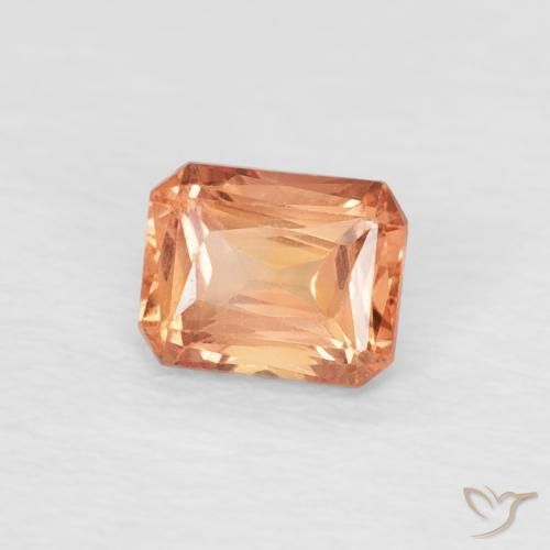 Safira Laranja Médio Natural 0.55ct, Corte Octógono / Esmeralda, VVS