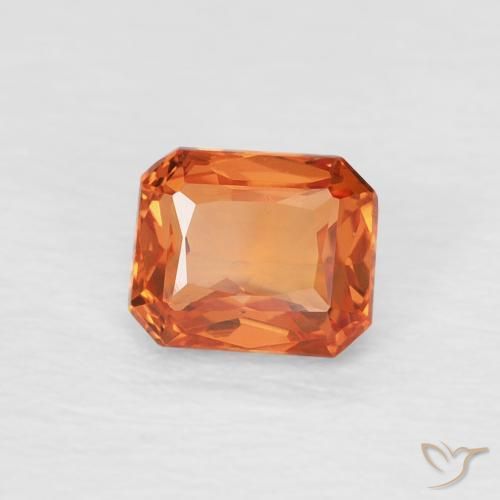 Safira Laranja amarelado Natural 0.63ct, Corte Octógono / Esmeralda, VVS