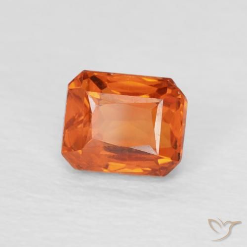Safira Laranja Médio Natural 0.79ct, Corte Octógono / Esmeralda, VVS