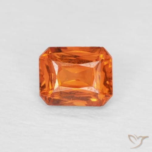 0.54ct Natural fogo laranja Safira, Corte Esmeralda, VVS