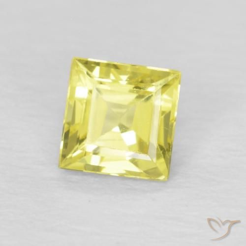 Safira Luz amarela Natural 0.46ct, Quadrado, VVS-VS