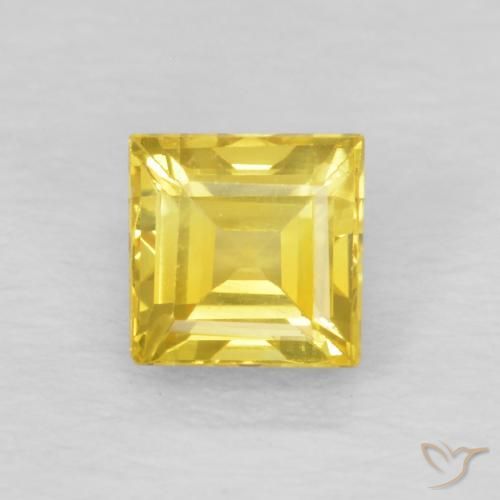 0.60ct Natural amarelo médio Safira, Quadrado, VVS-VS