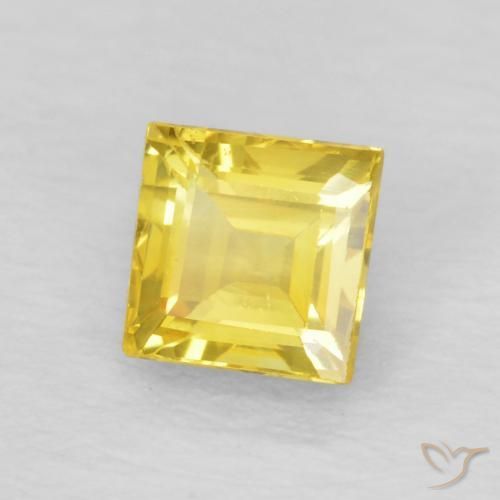 Safira amarelo médio Natural 0.60ct, Quadrado, VVS-VS