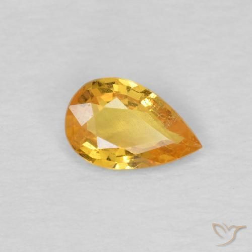 Safira Dourado Escuro Natural 0.39ct, Formato de pêra, VS