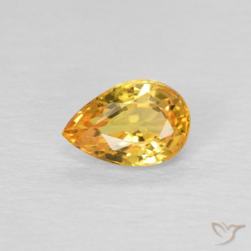 0.54ct Natural Laranja Dourado Profundo Safira, Formato de pêra, VVS