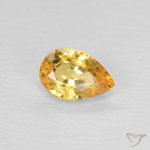 Safira Laranja Dourado Profundo Natural 0.54ct, Formato de pêra, VVS
