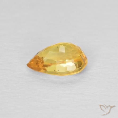Safira Laranja Dourado Profundo Natural 0.54ct, Formato de pêra, VVS