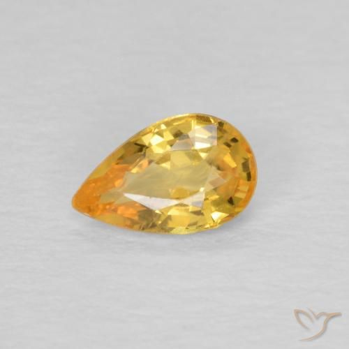 0.43ct Natural Laranja Dourado Profundo Safira, Formato de pêra, VVS-VS