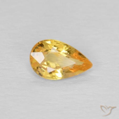 Safira Laranja Dourado Profundo Natural 0.43ct, Formato de pêra, VVS-VS
