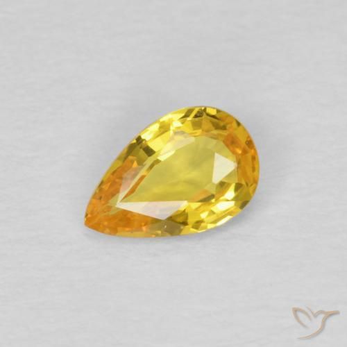 0.42ct Natural Dourado Safira, Formato de pêra, VVS-VS