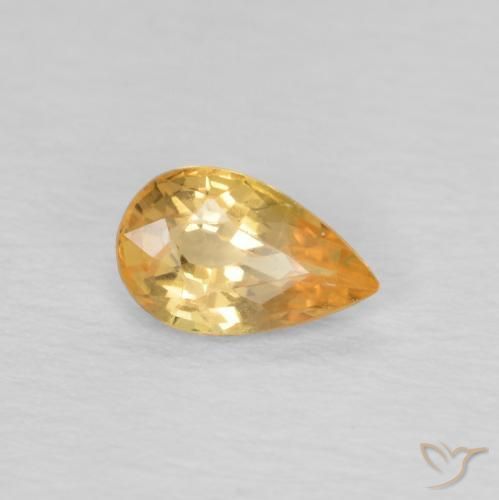 Safira Laranja claro-dourado Natural 0.45ct, Formato de pêra, VVS