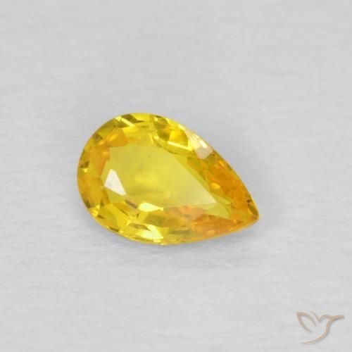 Safira ouro amarelado Natural 0.46ct, Formato de pêra, VS